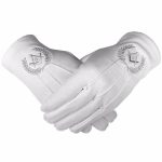 Masonic Cotton Gloves with Machine Embroidery Square Compass and G Silver