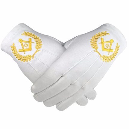 Masonic Regalia Cotton Gloves Square Compass and G Yellow