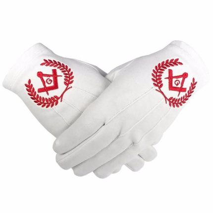 Masonic Regalia 100% Cotton Gloves Square Compass and G - White