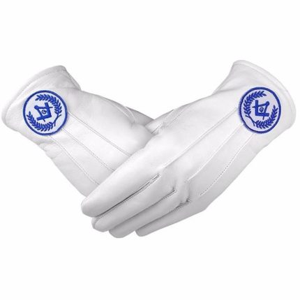 Masonic Soft Leather Gloves With Square Compass & G Blue