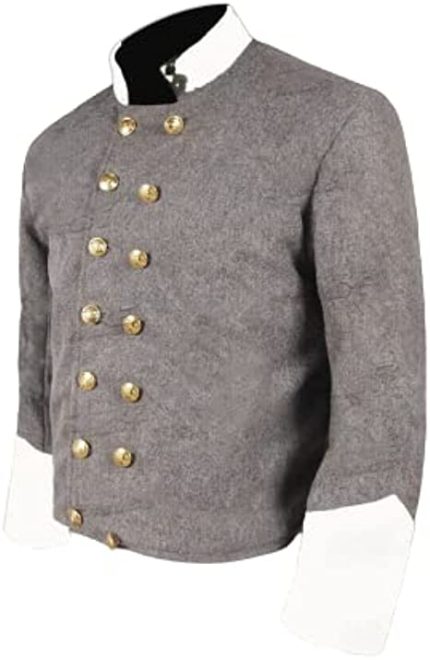 Civil War CS Officer's Grey with Off White Plain Double Breast Shell Jacket