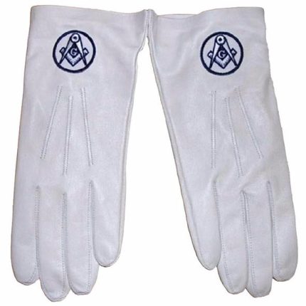 Masonic Soft Leather Gloves With Square Compass Embroidery