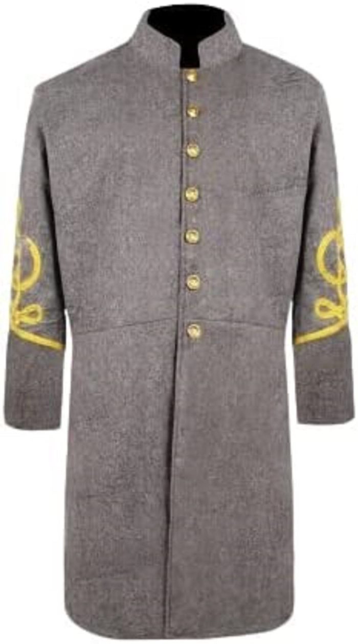 Civil War CS Officer's Single Breast 4 rows Braid Grey Wool Frock Coat