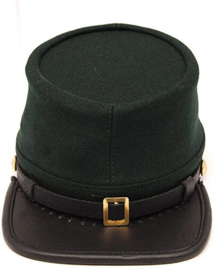 Civil War Union Green Leather Peak Berdans Sharpshooters Kepi, Plain Green Kepi