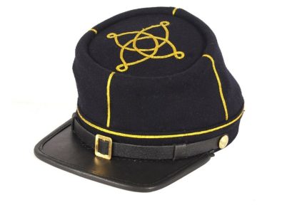 Civil War Union Leather Peak 1st Or 2nd Lieutenant's Kepi, Navy blue 1 gold row