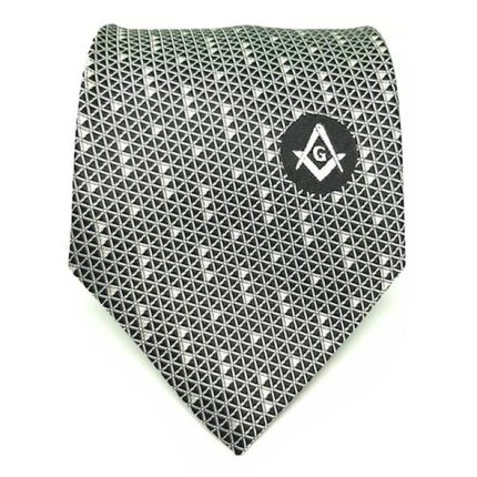 Masonic Regalia Black White Freemasons Tie