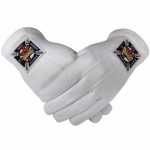 Masonic Knight Templar KT 100% Cotton Machine Embroidery Emblem Glove