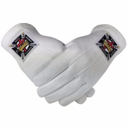 Masonic Knight Templar KT 100% Cotton Machine Embroidery Emblem Glove