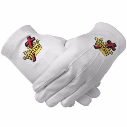 Masonic Knight Templar KT 100% Cotton Machine Embroidery white Glove