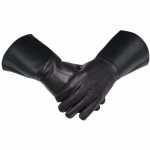 Masonic Piper Drummer Leather Gauntlets/Gloves Black