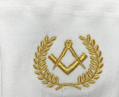 Masonic Cotton Gloves with Machine Embroidery Square Compass Gold