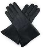 Masonic Piper Drummer Leather Gauntlets/Gloves Black