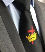 Masonic Tie Knight Templar Black Silk Tie with Embroidered Logo