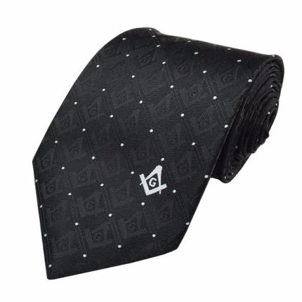 Superior Quality Masonic Tie with Square Compass & G Mason tie Black