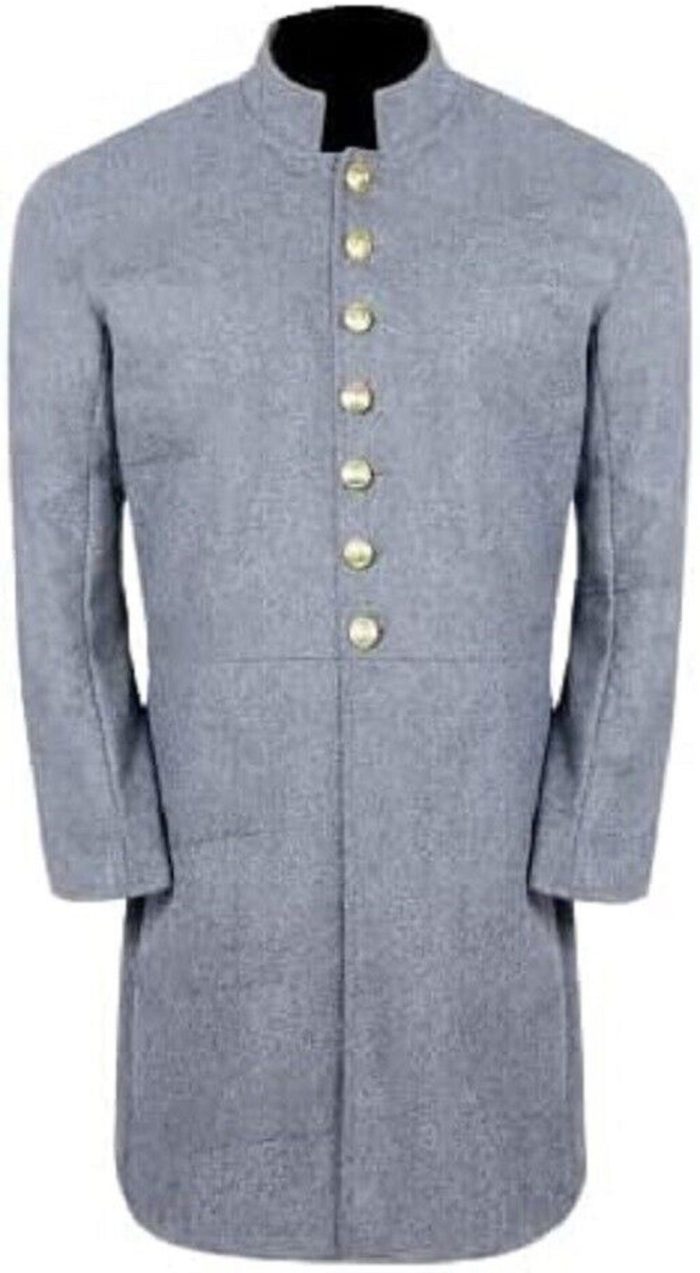 Civil War CS Junior Officer's Single Breast Grey Wool Frock Coat