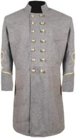 Civil War CS Officer Double Breast 2 Rows Braid Grey Wool Frock Coat