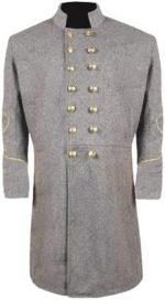 Civil War CS Officer's Double Breast 1 Rows Braid Grey Wool Frock Coat